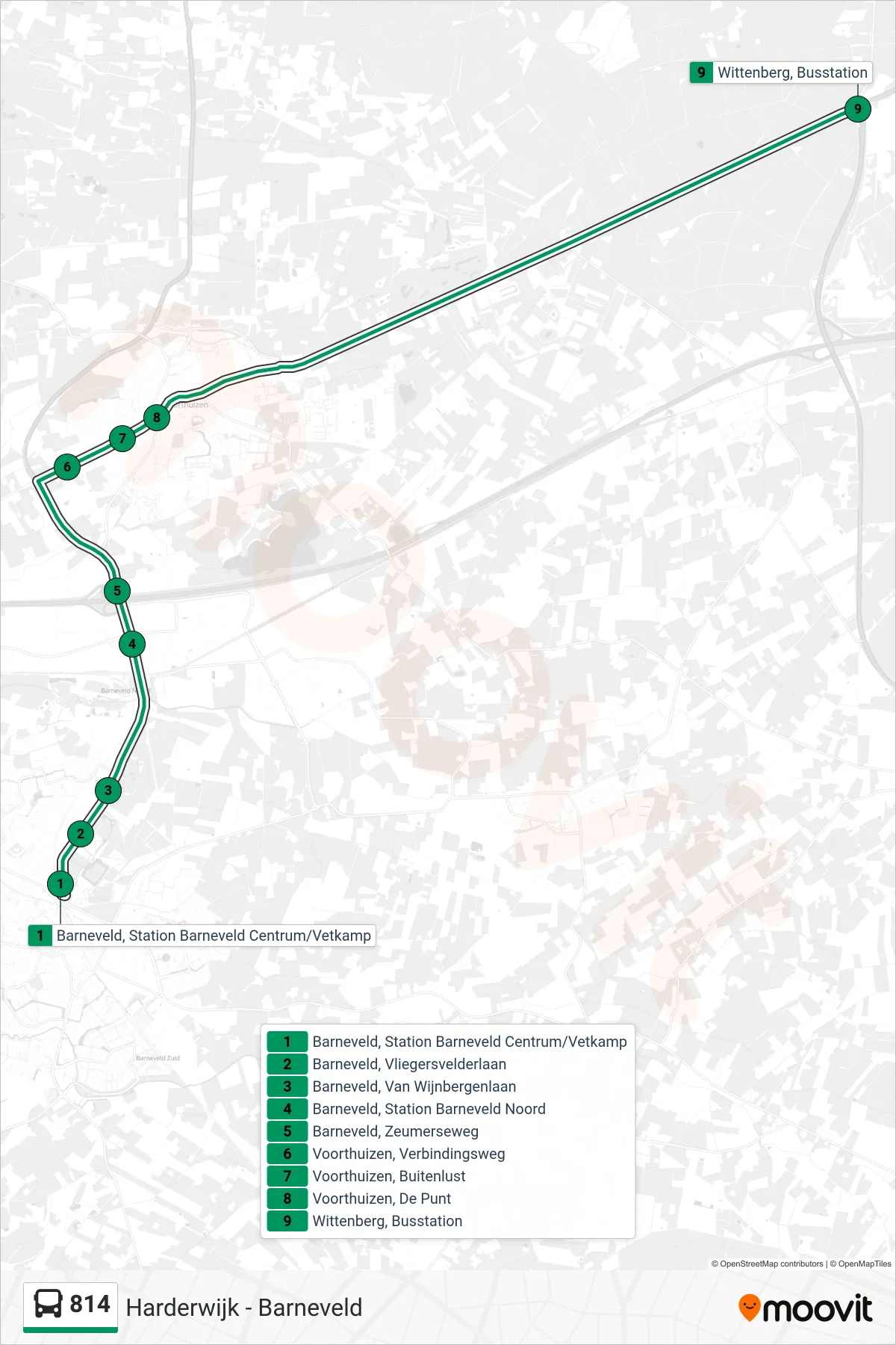 Lijn 814 (bus, Wittenberg): route en haltes op de kaart