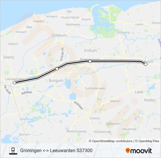 Trein SNELTREIN RE1 lijnkaart