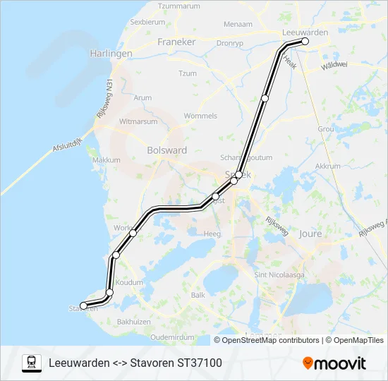 STOPTREIN RS3 Train Line Map