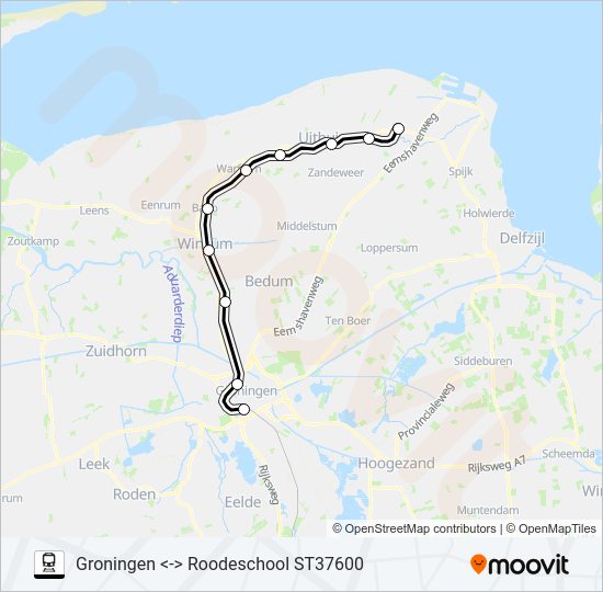 Trein STOPTREIN RS4 lijnkaart
