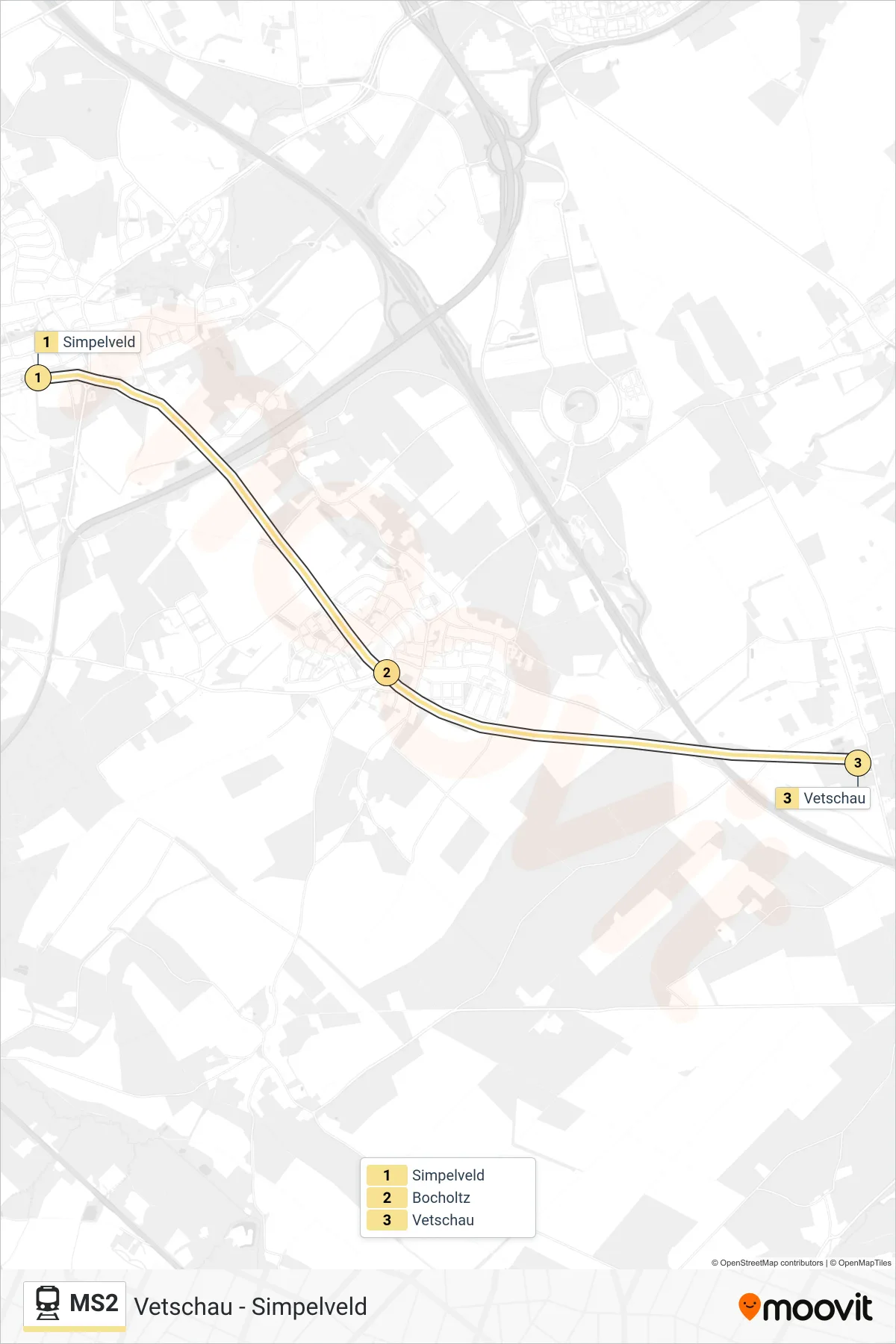 Lijn MS2 (trein, Vetschau): route en haltes op de kaart