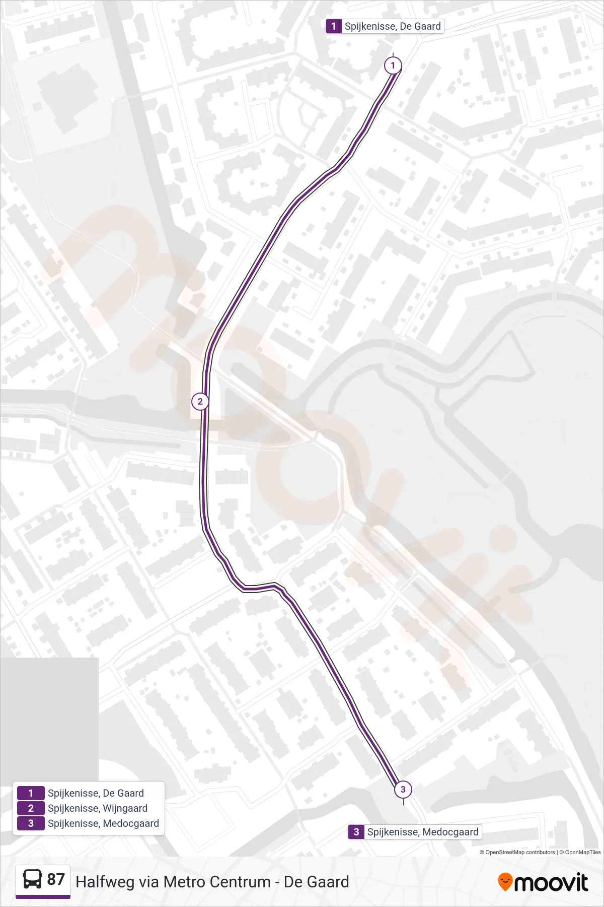 Lijn 87 (bus, Halfweg): route en haltes op de kaart