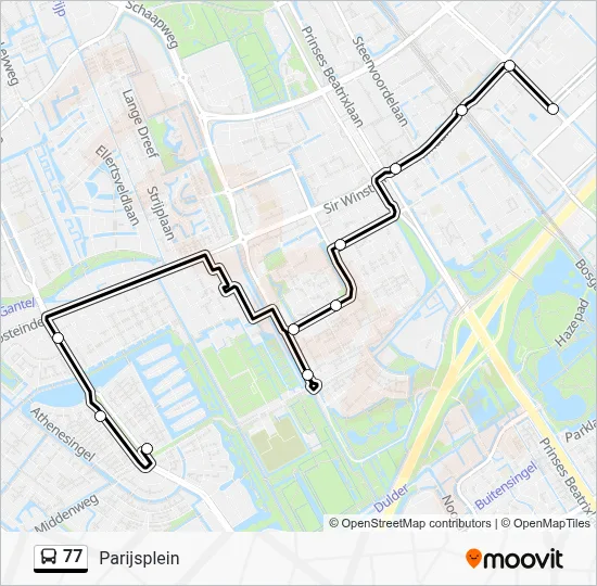 Bus 77 lijnkaart
