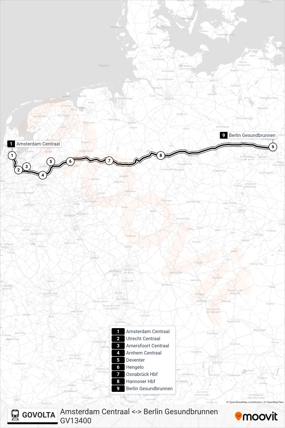 Lijn GOVOLTA (trein, Berlin Gesundbrunnen): route en haltes op de kaart