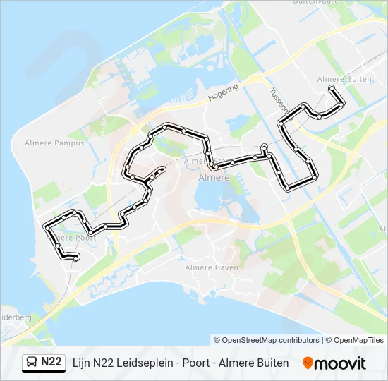 N22 Bus Line Map