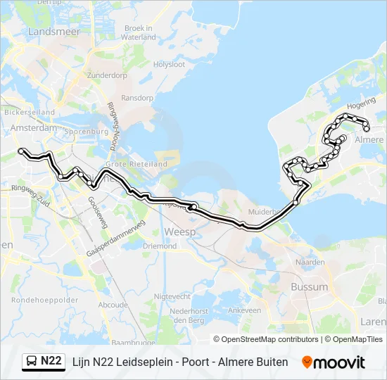 N22 Bus Line Map