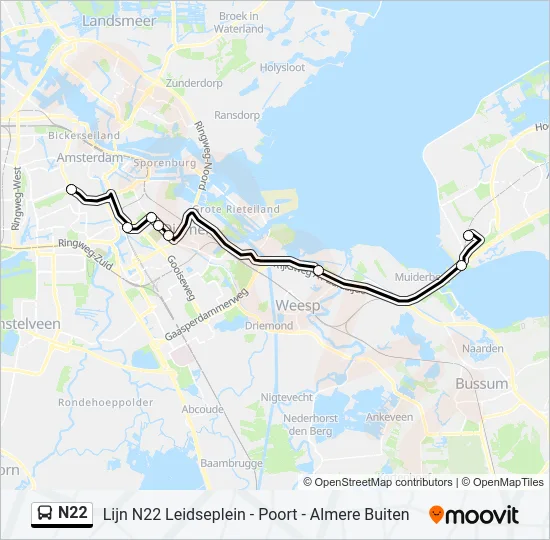 N22 Bus Line Map