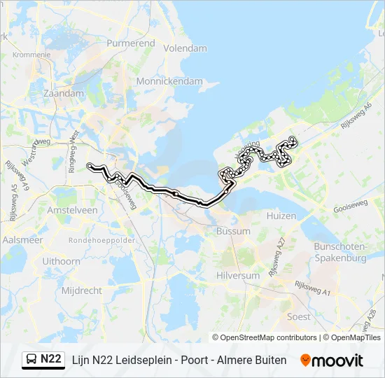 N22 Bus Line Map