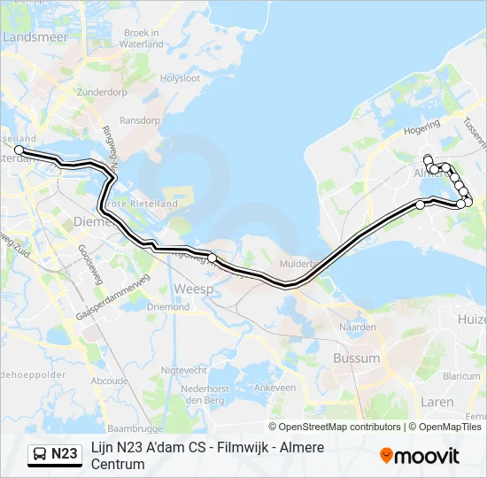 N23 Bus Line Map