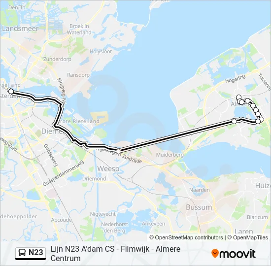 N23 Bus Line Map