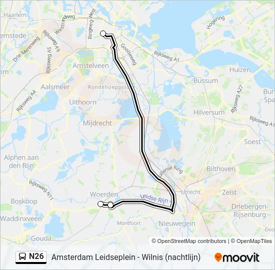N26 Bus Line Map