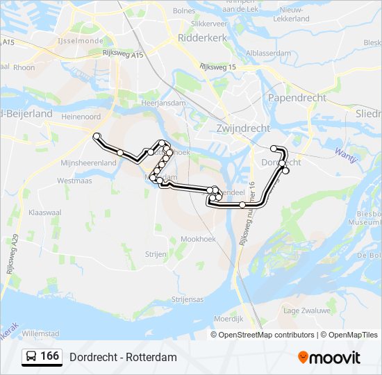 Bus 166 lijnkaart