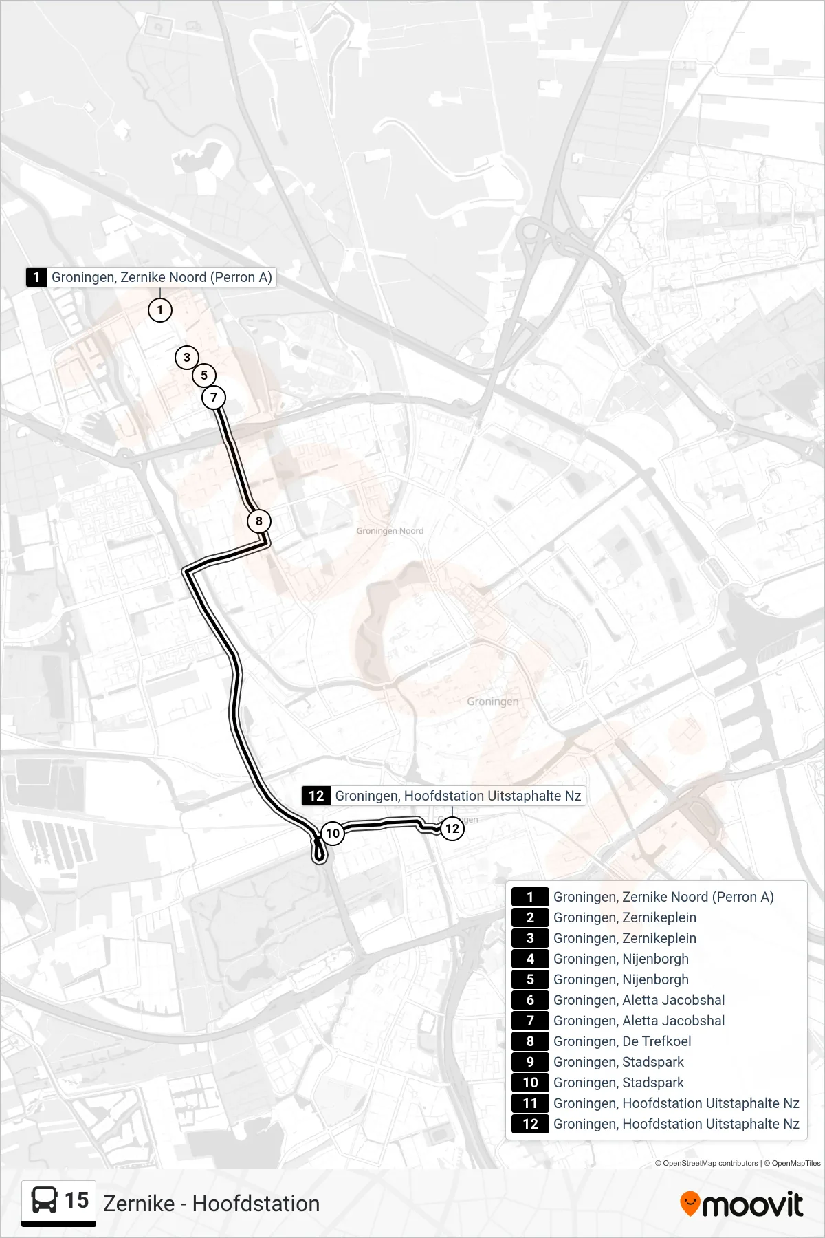 Linie 15 (Bus) Richtung Hoofdstation: Route und Haltestellen auf der Karte