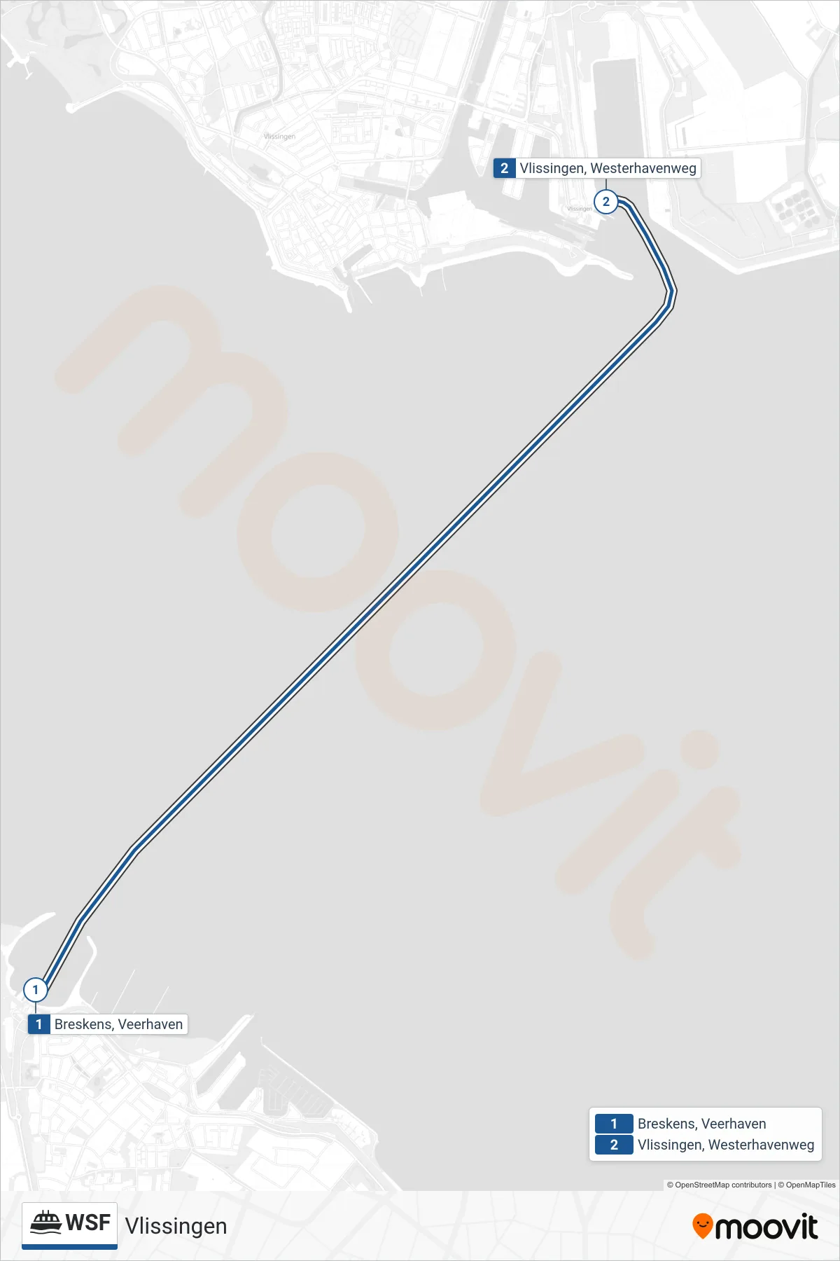 Lijn WSF (veerboot, Vlissingen): route en haltes op de kaart