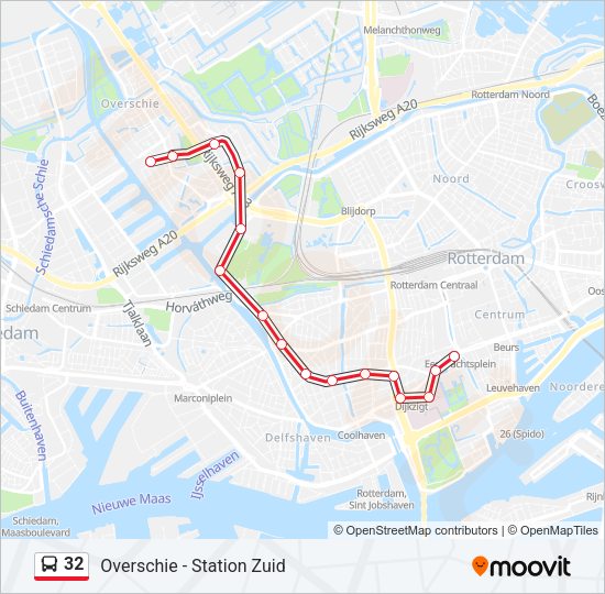 Bus 32 lijnkaart