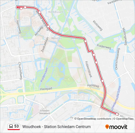 Bus 53 lijnkaart