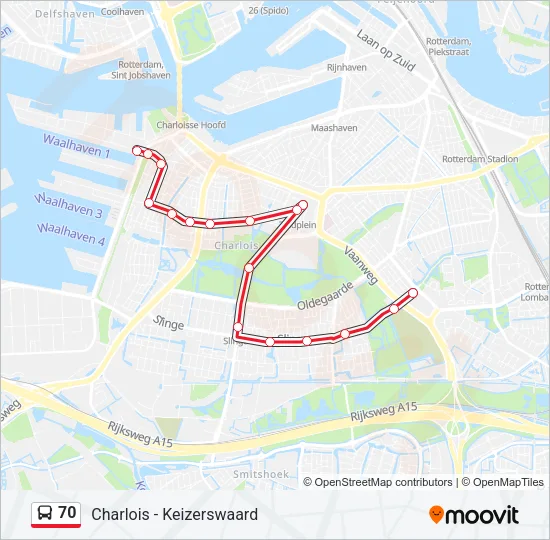 Bus 70 lijnkaart