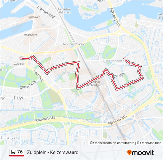 Bus 76 lijnkaart