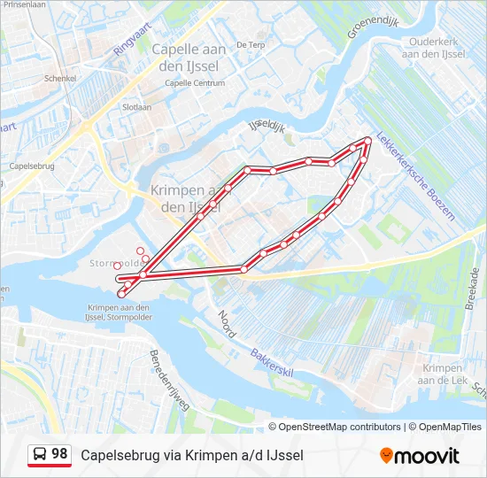 Bus 98 lijnkaart