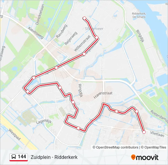 Bus 144 lijnkaart