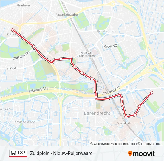 Bus 187 lijnkaart