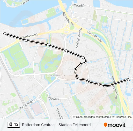 Tram 12 lijnkaart