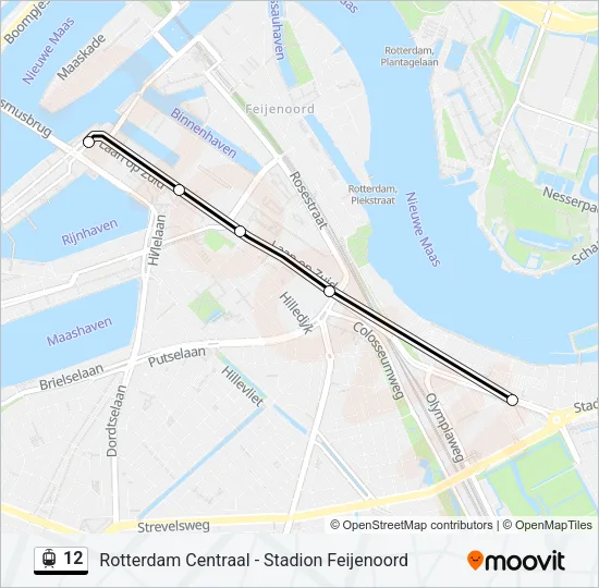 Tram 12 lijnkaart