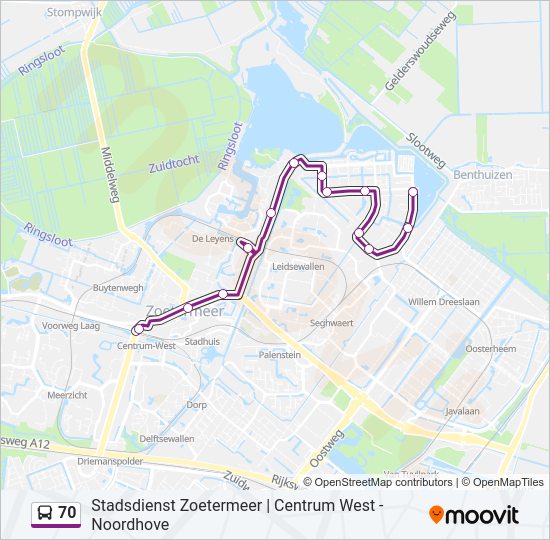 70 bus Line Map