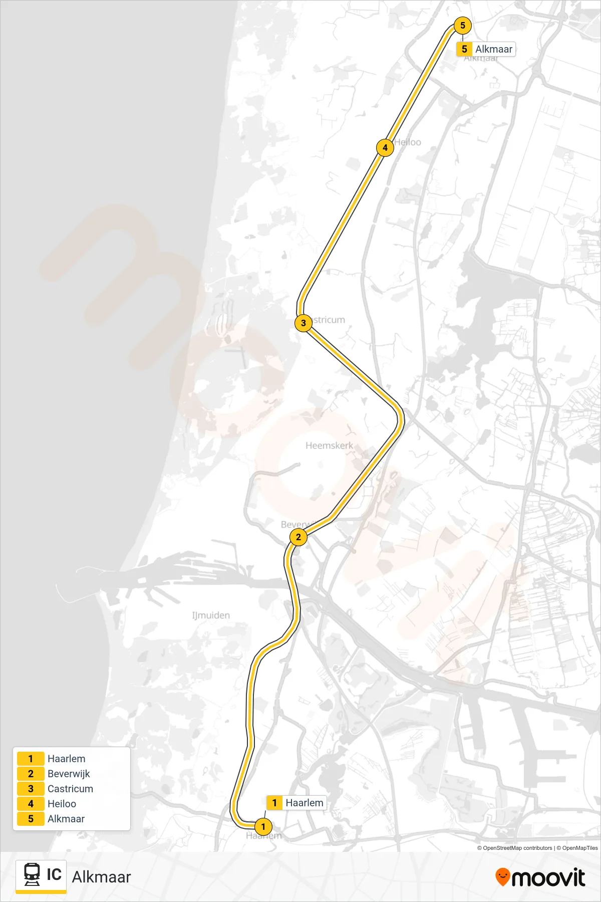 Linie IC (Bahn) Richtung Alkmaar: Route und Haltestellen auf der Karte