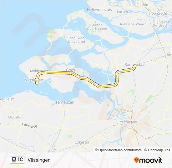 Trein IC lijnkaart