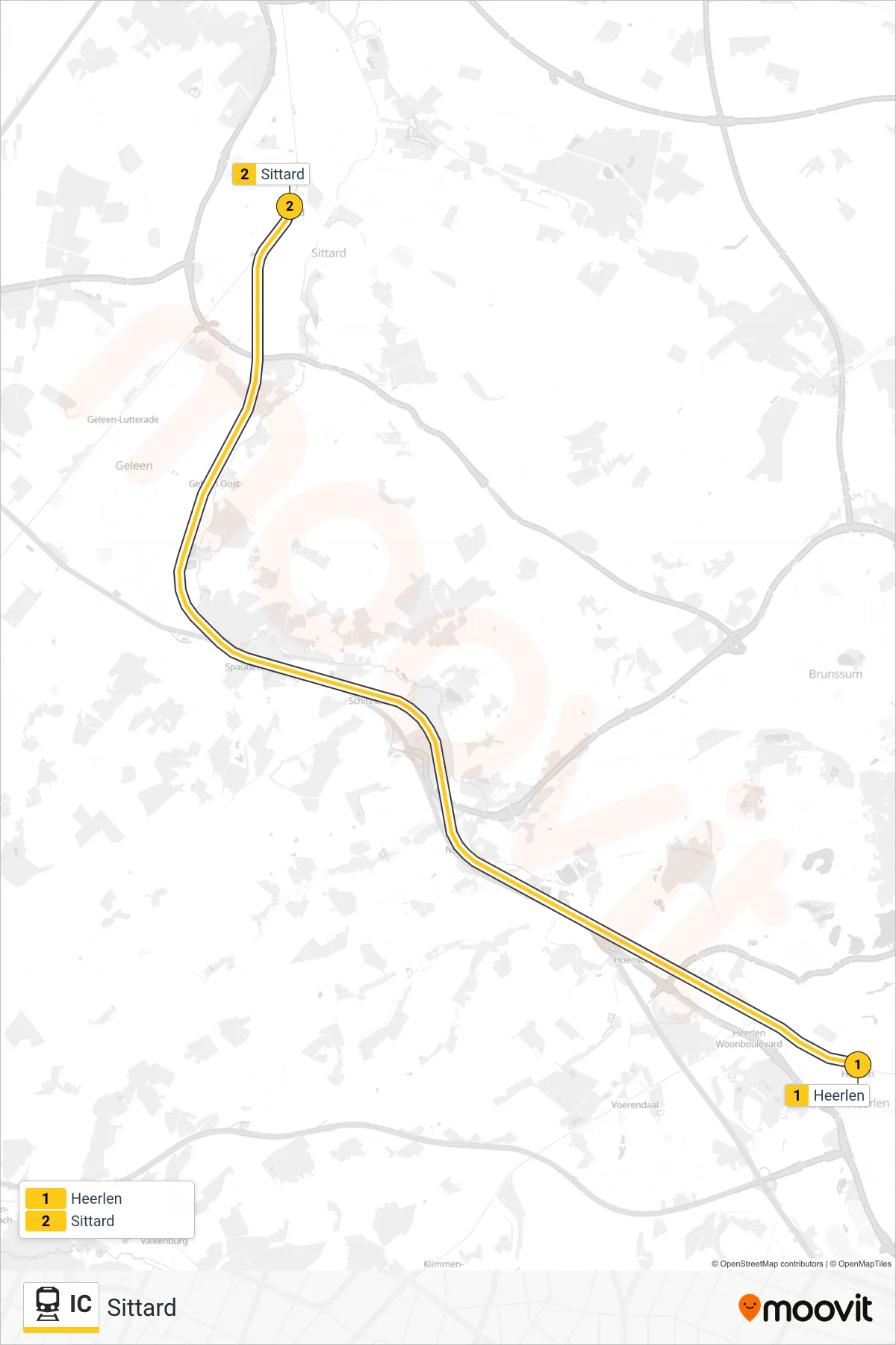 Lijn IC (trein, Sittard): route en haltes op de kaart