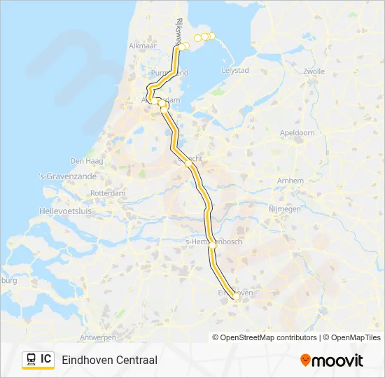 Trein IC lijnkaart