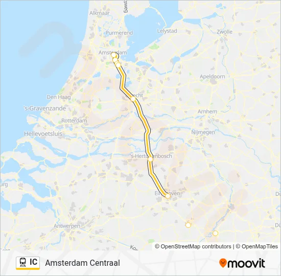 Trein IC lijnkaart