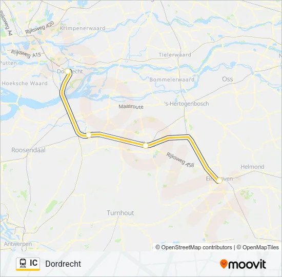 Trein IC lijnkaart