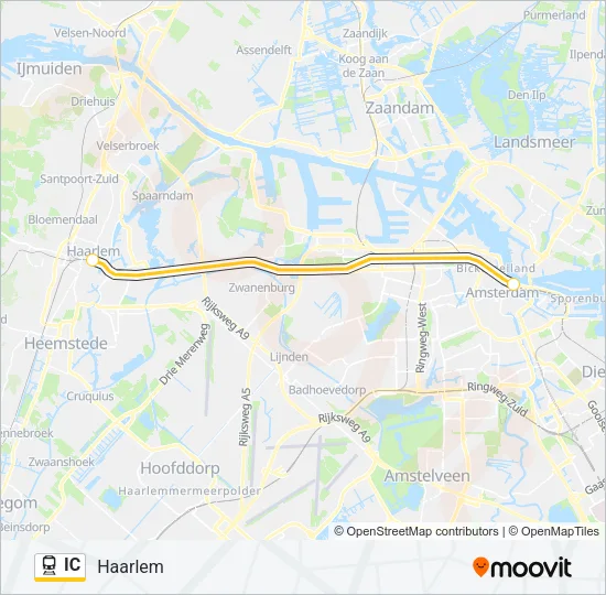 Trein IC lijnkaart