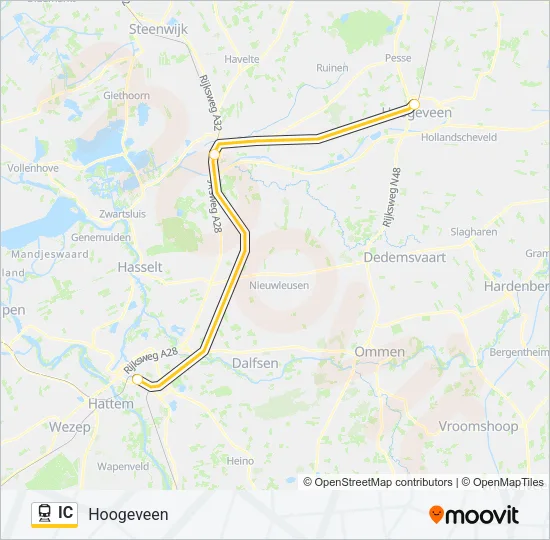Trein IC lijnkaart