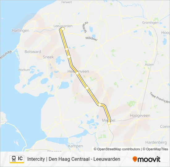 Trein IC lijnkaart
