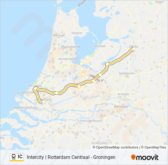 Trein IC lijnkaart