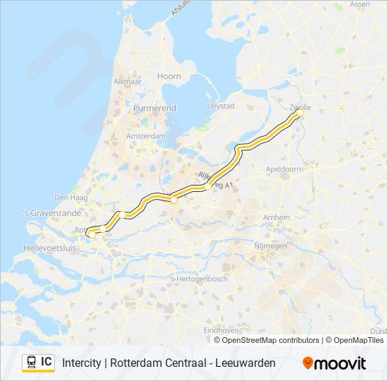 Trein IC lijnkaart