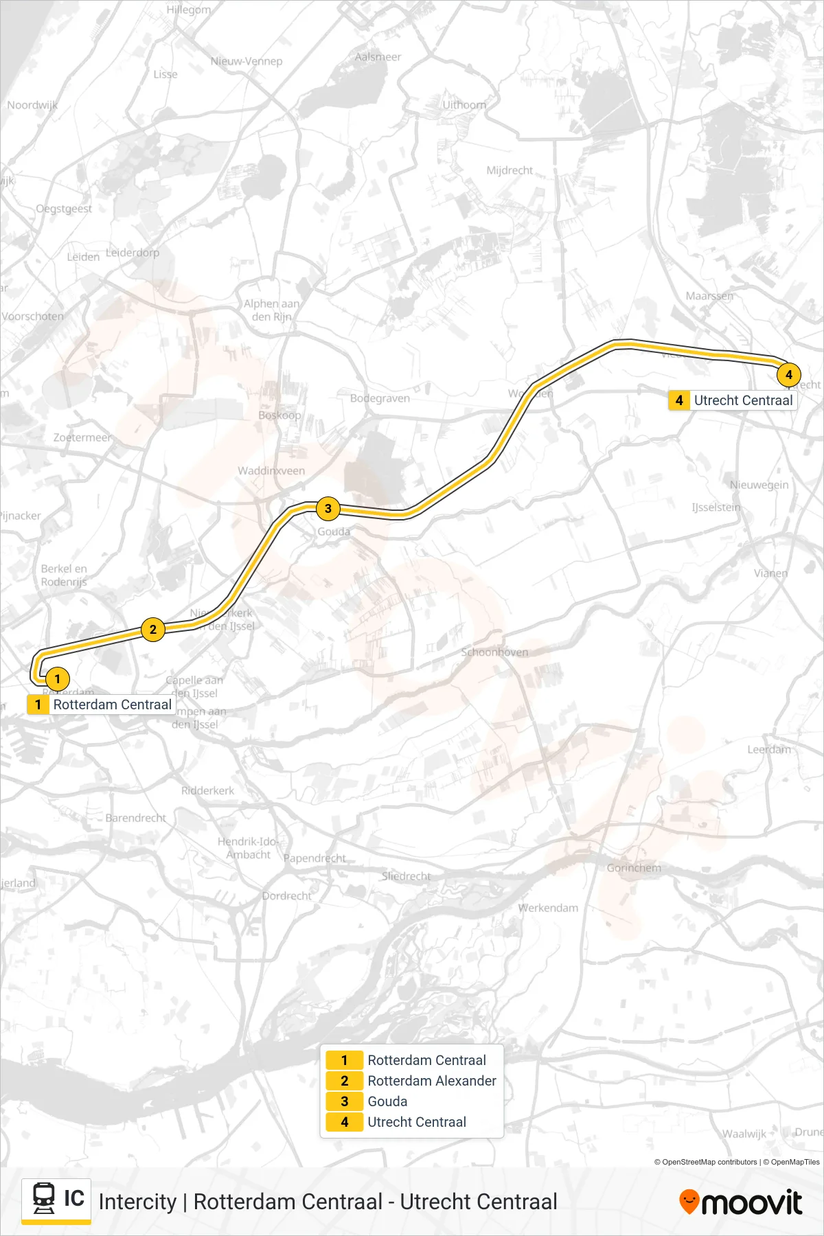 Lijn IC (trein, Enschede): route en haltes op de kaart