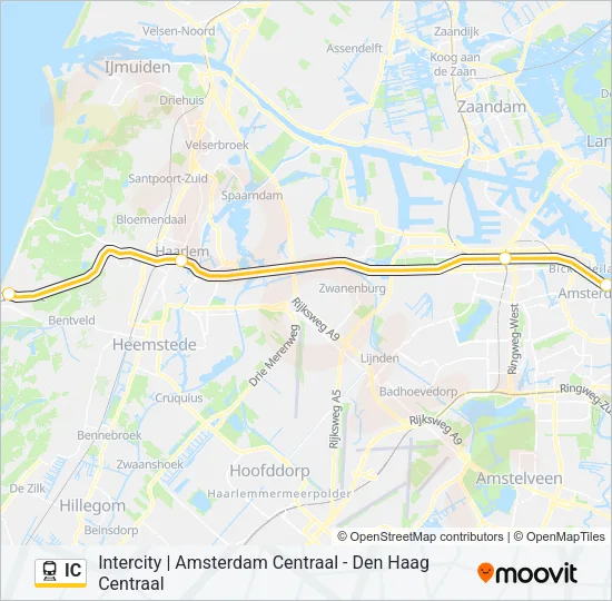 Trein IC lijnkaart