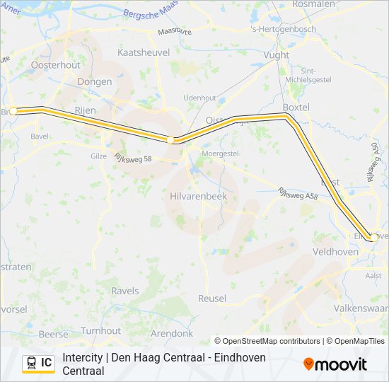 Trein IC lijnkaart