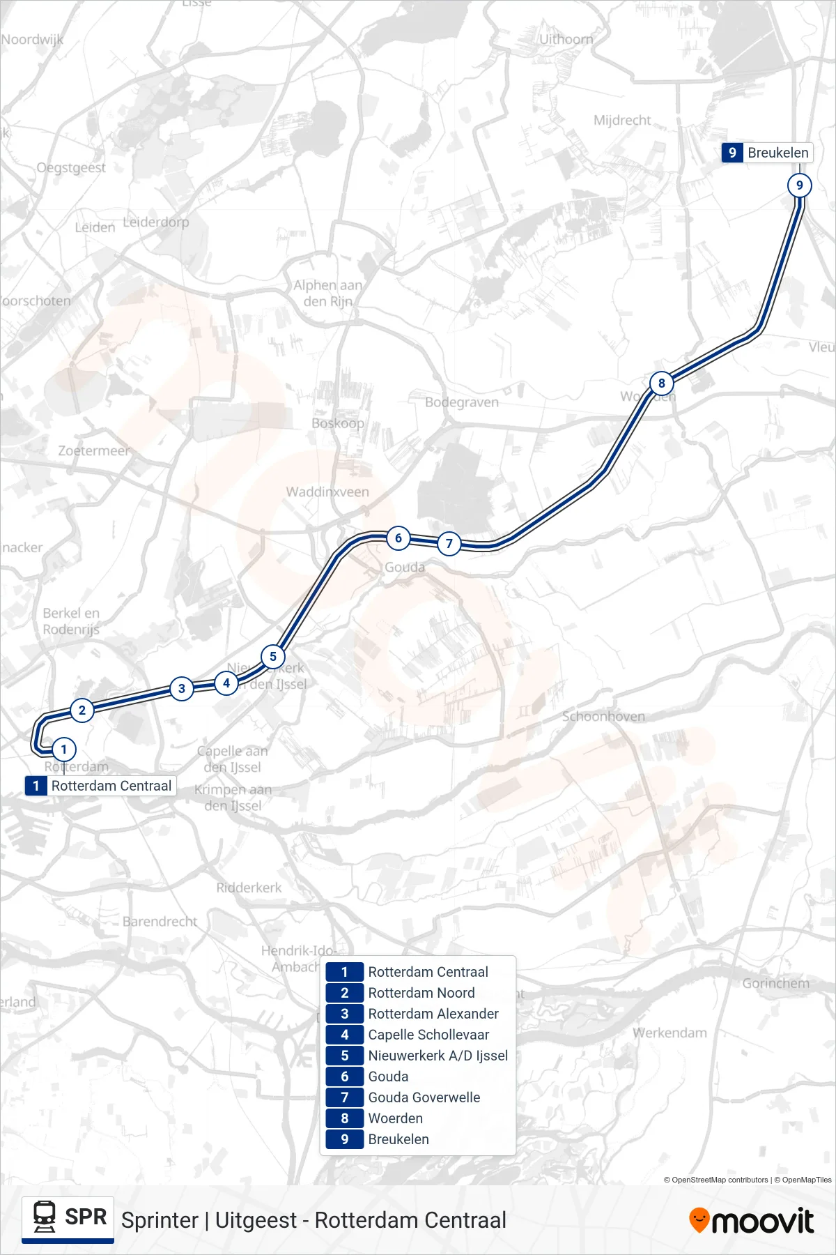 Lijn SPR (trein, Breukelen): route en haltes op de kaart