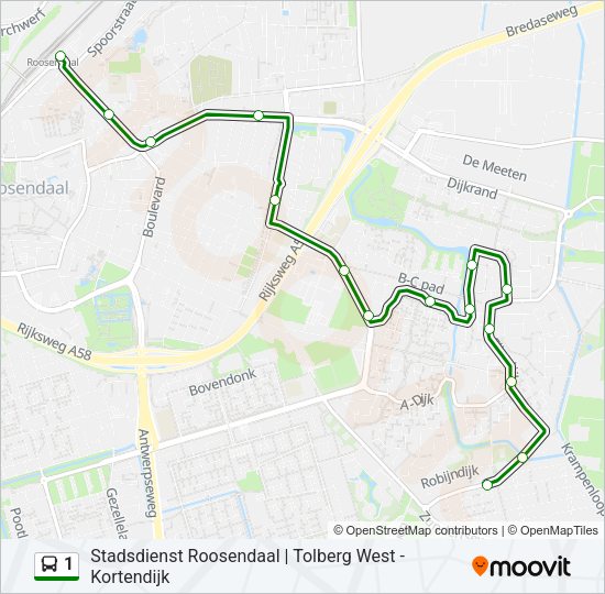 1 Bus Line Map