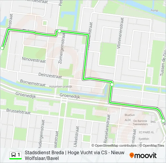 1 Bus Line Map