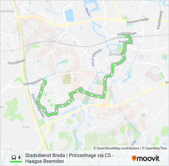 Bus 4 lijnkaart