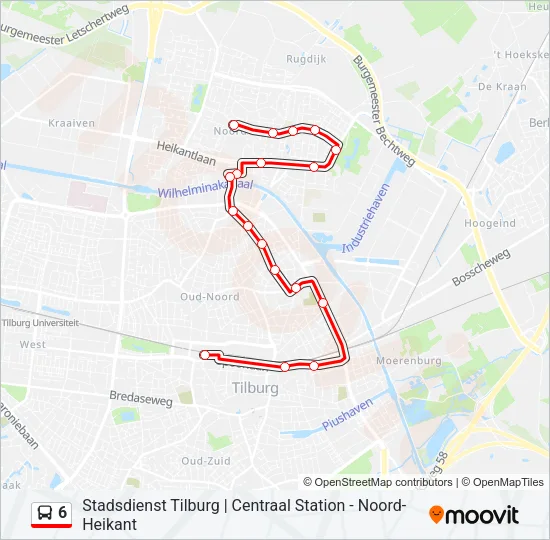 Bus 6 lijnkaart