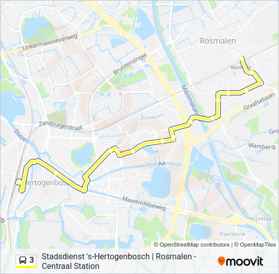 Bus 3 lijnkaart