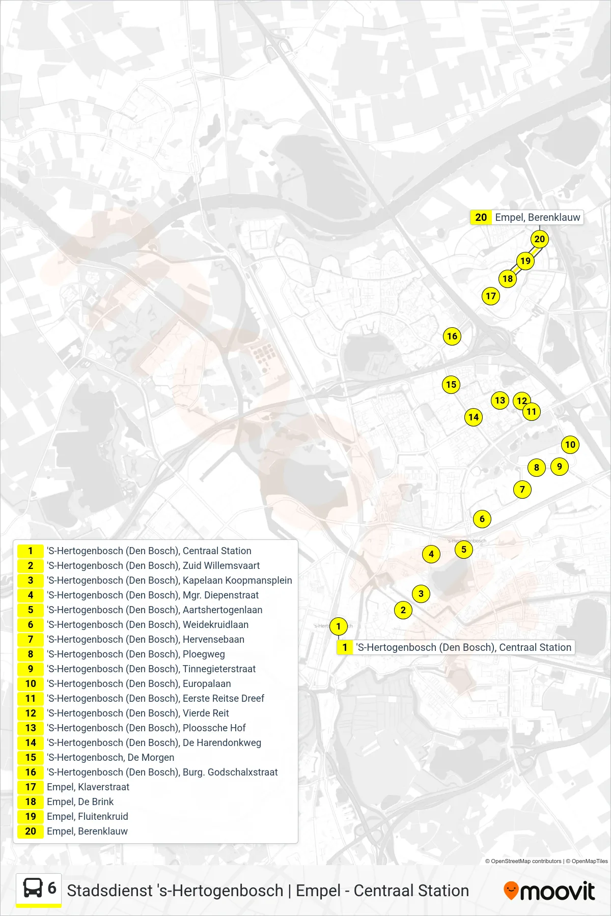 Lijn 6 (bus, Empel): route en haltes op de kaart