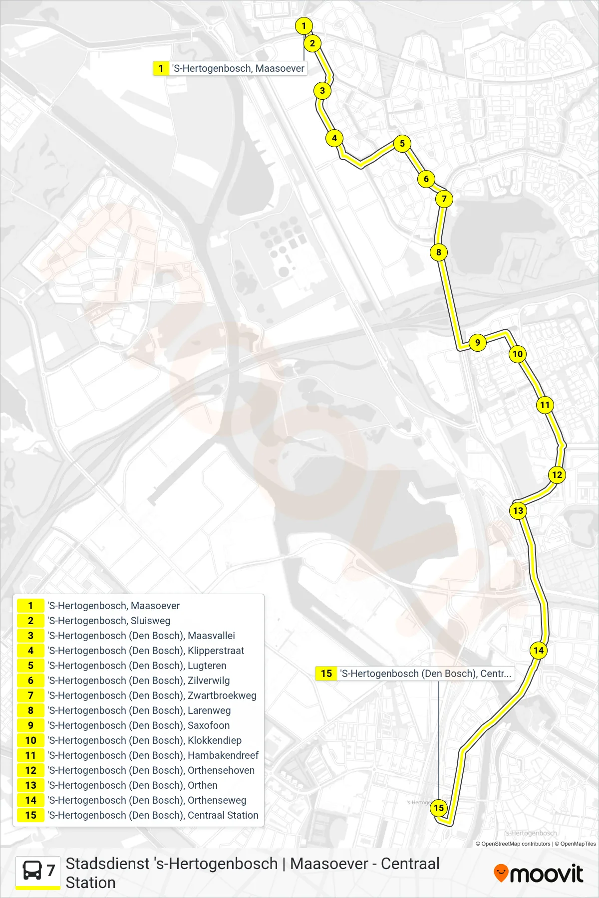 Lijn 7 (bus, Centraal Station): route en haltes op de kaart